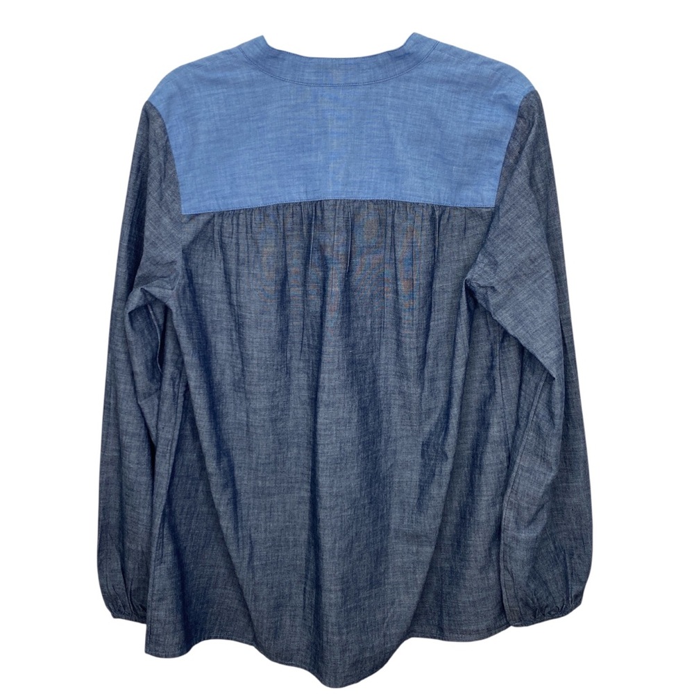 Lands End Pullover Top Womens Small Blue Chambray Long Sleeve Tunic Blouse Shirt - Picture 4 of 10